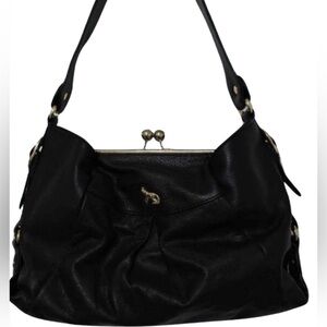 🚨FINAL PRICE🚨Emma Fox Women’s Black Kiss Lock Leather Handbag Shoulder Bag Purse